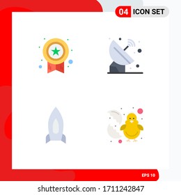 Stock Vector Icon Pack of 4 Line Signs and Symbols for award; rocket; success; orbit; speedup Editable Vector Design Elements