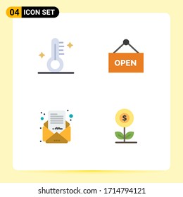 Paquete de iconos vectores estándar de 4 señales de línea y símbolos para uso médico; carta; clima; signo; elementos de diseño de vectores editables con dinero