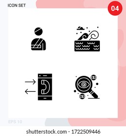 Stock Vector Icon Pack of 4 Line Signs and Symbols for patient; communication; hospital; place; conversation Editable Vector Design Elements