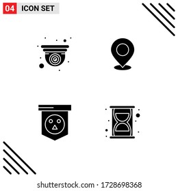 Stock Vector Icon Pack of 4 Line Signs and Symbols for cam; place; web; mark; pointer Editable Vector Design Elements