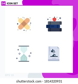 Paquete de iconos de vectores de material de 4 señales y símbolos de línea para atención; arena; yeso; escuela; Elementos de diseño de vectores editables de ui