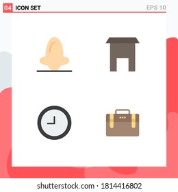 Paquete de iconos vectoriales de 4 señales de línea y símbolos para anatomía; reloj; medicina; construcción de institutos; Elementos de diseño de vectores editables de bolsos