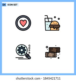 Stock-Vektorsymbol-Paket mit 4 Zeichen und Symbolen für medizinische Zwecke; Sicherheit; Zeichen; Lebensmittel; Nachtisch bearbeitbare Vektordesign-Elemente