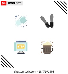 Stock Vector Icon Pack of 4 Line Signs and Symbols for sun; internet; day; tools; chocolate Editable Vector Design Elements