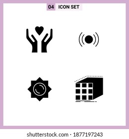 Stock Vector Icon Pack of 4 Line Signs and Symbols for care; sunshine; basic; ui; abstract Editable Vector Design Elements