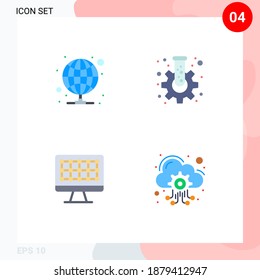 Stock Vector Icon Pack of 4 Line Signs and Symbols for hosting; technology; server; gear; cloud Editable Vector Design Elements