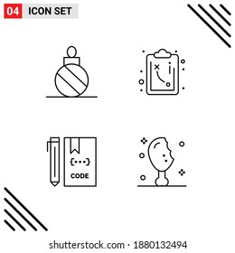 Stock Vector Icon Pack of 4 Line Signs and Symbols for ball; develop; decoration; tactics; file Editable Vector Design Elements