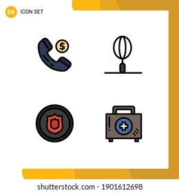 Paquete de iconos vectoriales de 4 señales de línea y símbolos para ecommerce; seguridad; bebida; cocina; Elementos de diseño de vectores editables de ayuda