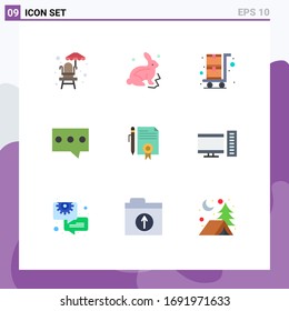 Stock Vector Icon Pack of 9 Line Signs and Symbols for page; document; shopping cart; legal documents; message Editable Vector Design Elements