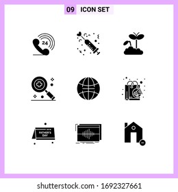 Paquete de iconos vectores estándar de 9 señales de línea y símbolos para globo; médico; medicina; hospital; elementos de diseño de vectores editables para plantas