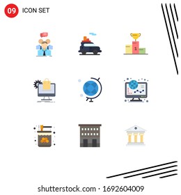 Stock Vector Icon Pack of 9 Line Signs and Symbols for services; online; vehicle; shopping; cup Editable Vector Design Elements