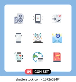 Stock Vector Icon Pack of 9 Line Signs and Symbols for mobile; phone; gps; chart; report Editable Vector Design Elements