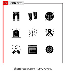 Stock Vector Icon Pack of 9 Line Signs and Symbols for firecracker; discount; photo; counter; check Editable Vector Design Elements