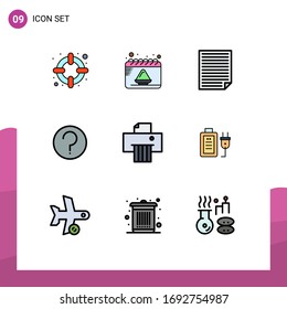 Paquete de iconos vectoriales de 9 señales de línea y símbolos para papel; marca; tarea; ui; elementos básicos de diseño de vectores editables