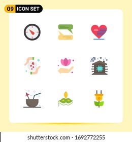 Stock Vector Icon Pack of 9 Line Signs and Symbols for intelligent; green; american; hand; love Editable Vector Design Elements