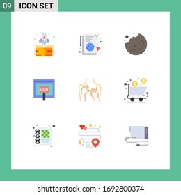 Paquete de iconos vectoriales de 9 señales de línea y símbolos para la salud; en línea; pastel; dinero; elementos de diseño de vectores editables de Internet