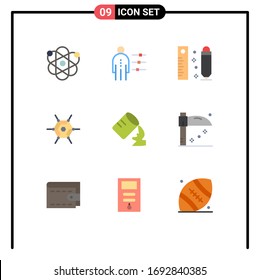 Paquete de iconos vectoriales de 9 señales de línea y símbolos para agua; tecnología; contratación; red; elementos de diseño de vectores editables de reglas