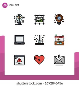 Stock Vector Icon Pack of 9 Line Signs and Symbols for autumn; devices; image; computer; light Editable Vector Design Elements