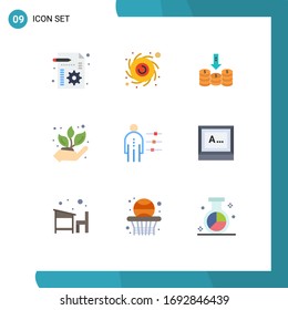 Stock Vector Icon Pack of 9 Line Signs and Symbols for employee; plant; cash; nature; agriculture Editable Vector Design Elements