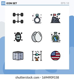 Stock Vector Icon Pack of 9 Line Signs and Symbols for green; life; goal; egg; internet of things Editable Vector Design Elements