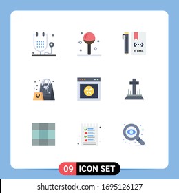 Stock Vector Icon Pack of 9 Line Signs and Symbols for present; bag; lollipop; html; develop Editable Vector Design Elements