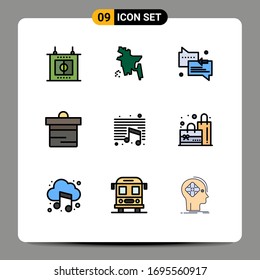 Stock Vector Icon Pack of 9 Line Signs and Symbols for school; note; support; music; finance Editable Vector Design Elements