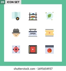 Stock Vector Icon Pack of 9 Line Signs and Symbols for web; shop; green; open; gardener Editable Vector Design Elements