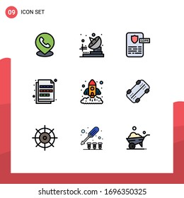 Stock Vector Icon Pack of 9 Line Signs and Symbols for chart; swatch; design; imaging; extension Editable Vector Design Elements