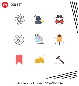 Stock Vector Icon Pack of 9 Line Signs and Symbols for assemble; labyrinth; bow; circle maze; day Editable Vector Design Elements