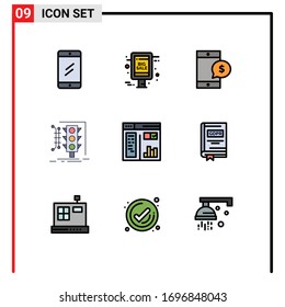 Stock Vector Icon Pack of 9 Line Signs and Symbols for design; smart; mobile; monitoring; city Editable Vector Design Elements