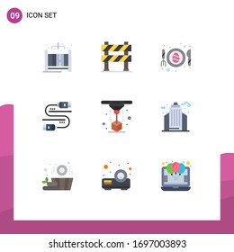 Stock Vector Icon Pack of 9 Line Signs and Symbols for printer; share; egg; server; cable Editable Vector Design Elements