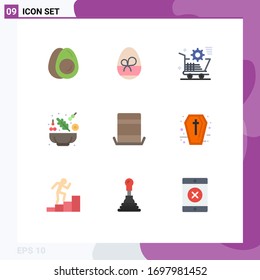 Stock Vector Icon Pack of 9 Line Signs and Symbols for hat; salad; cart; lettuce; store Editable Vector Design Elements