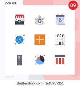 Stock Vector Icon Pack of 9 Line Signs and Symbols for open; add; teamwork; network; world Editable Vector Design Elements