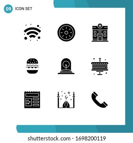 Stock Vector Icon Pack of 9 Line Signs and Symbols for plant; canada; city; eat; burger Editable Vector Design Elements