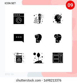 Stock Vector Icon Pack of 9 Line Signs and Symbols for male; shield; energy; comment; bubble Editable Vector Design Elements
