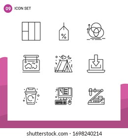 Stock Vector Icon Pack of 9 Line Signs and Symbols for holidays; travel; alignment; guide; map Editable Vector Design Elements