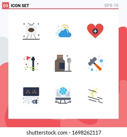 Stock Vector Icon Pack of 9 Line Signs and Symbols for healthcare; halloween; sun; celebration; add Editable Vector Design Elements