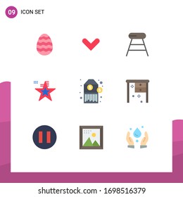 Stock Vector Icon Pack of 9 Line Signs and Symbols for price; usa;   star Editable Vector Design Elements