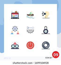Stock Vector Icon Pack of 9 Line Signs and Symbols for wrench wheel; setting; abilities; preference; configure Editable Vector Design Elements