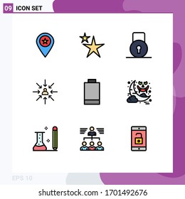 Stock Vector Icon Pack of 9 Line Signs and Symbols for battery; focus; key; choose; candidate Editable Vector Design Elements