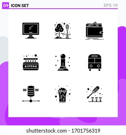 Stock Vector Icon Pack of 9 Line Signs and Symbols for sign board; open; park; board; personal Editable Vector Design Elements