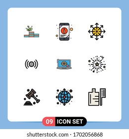 Stock Vector Icon Pack of 9 Line Signs and Symbols for ux; signal; ads; essential; platform Editable Vector Design Elements