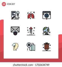 Stock Vector Icon Pack of 9 Line Signs and Symbols for halloween; private; globe; message; website Editable Vector Design Elements