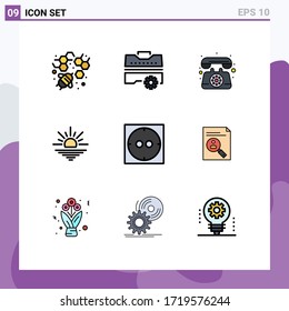 Stock Vector Icon Pack of 9 Line Signs and Symbols for application; electric; phone; open; light Editable Vector Design Elements
