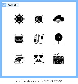 Stock Vector Icon Pack of 9 Line Signs and Symbols for connection; cable; globe; audio; dollar Editable Vector Design Elements
