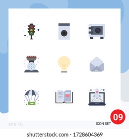 Stock Vector Icon Pack of 9 Line Signs and Symbols for bulb; scale; money; kitchen scale; cooking Editable Vector Design Elements