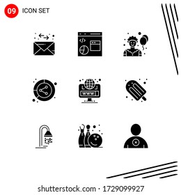 Stock Vector Icon Pack of 9 Line Signs and Symbols for globe; share; circus; lead; conversion Editable Vector Design Elements