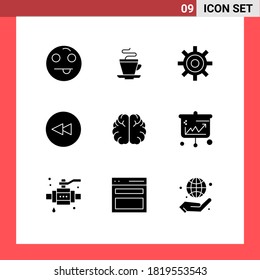 Paquete de iconos vectores de 9 señales de línea y símbolos para el conocimiento; educación; interfaz; cerebro; elementos de diseño de vectores editables en círculo