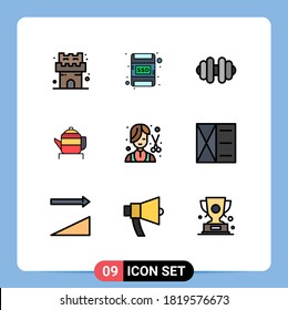Stock-Vektorsymbol-Paket mit 9 Zeichen und Symbolen für Zubehörteile; weiblich; Tee; Mode; Neu bearbeitbare Vektordesign-Elemente