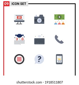 Stock Vector Icon Pack of 9 Line Signs and Symbols for iot; barcode; business; printer; material Editable Vector Design Elements